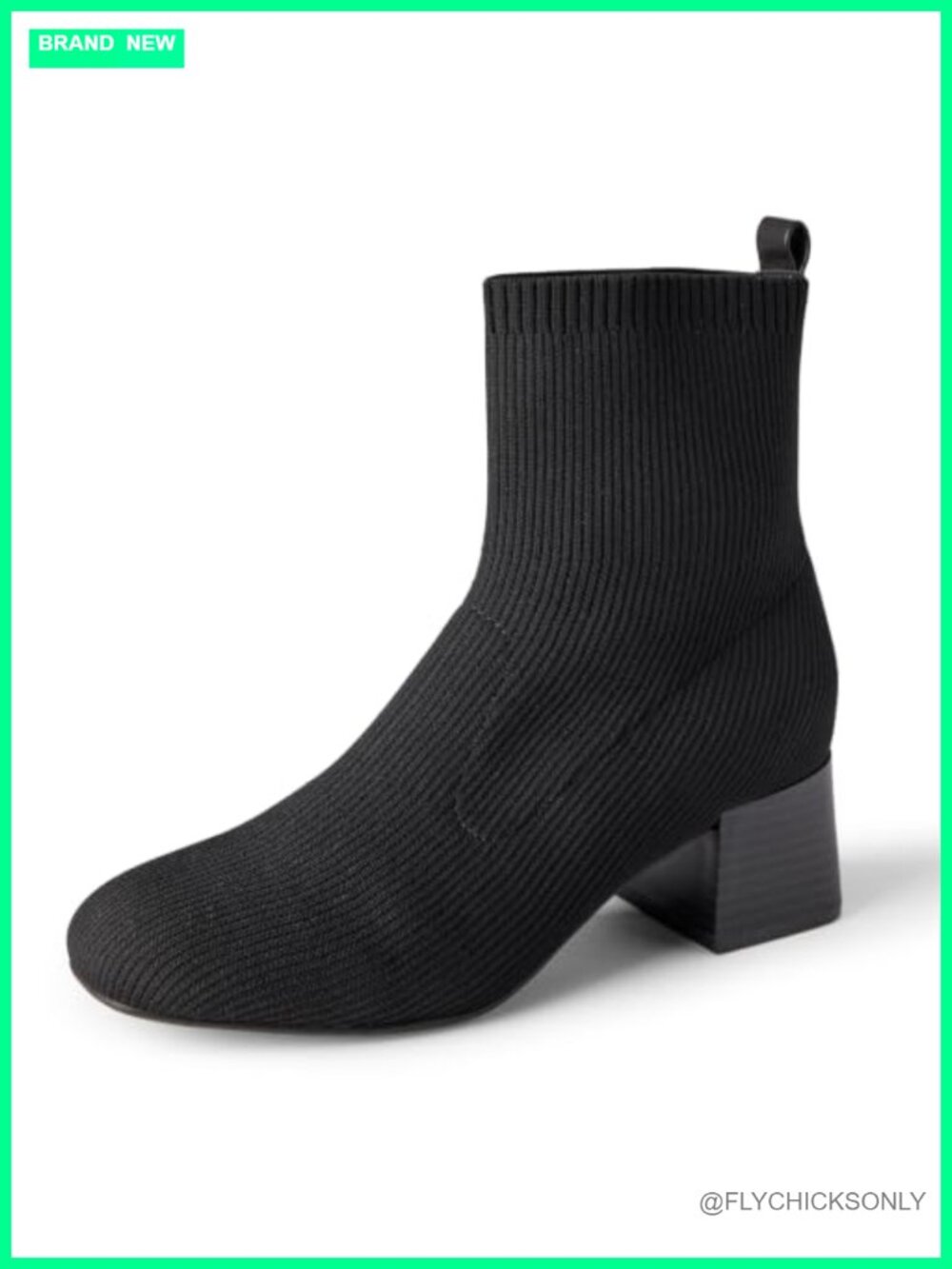 Knit Stretch Block Heel Ankle Boots Memory Foam Slip On